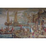 AFTER TÉNIERS Arrival at Port Mid 20th Century Tapestry 175cm x 295cm
