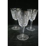 EIGHT WATERFORD CUT GLASS WINE GLASSES