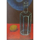 GRAHAM KNUTTLE STILL LIFE Bottle and lemon on a table Oil on canvas Signed lower right 50cm x 60cm