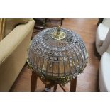 A CONTINENTAL GILT BRASS AND CUT GLASS CEILING CENTRE LIGHT of dome form