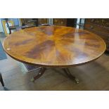 A FINE GEORGIAN DESIGN MAHOGANY POD TABLE of circular outline the cross banded segmented top with