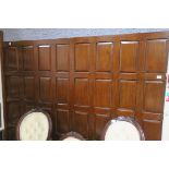 A PAIR OF STAINED WOOD PANELS each single panel 189cm (h) x 115cm (w) THE BUYER OF THIS LOT WILL
