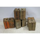 TWELVE CANADA DRY PINE CRATES with carrying handles