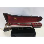 A BOOSEY AND HAWKS PLATED TROMBONE in carrying case