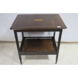 A 19th CENTURY MAHOGANY AND SATINWOOD INLAID OCCASIONAL TABLE,