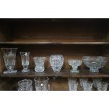 A WATERFORD CUT GLASS BOWL together with two Waterford cut glass vases etc (6)