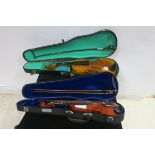 FOUR VIOLINS IN CASES