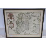 JOAN BLEU 17TH CENTURY a hand coloured map Hibernian Regnum Vulgo Ireland Apud Guillaum Blaue