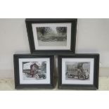 THREE BLACK AND WHITE FRAMED PHOTOGRAPHS of vintage commercial vehicles in ebonised frames each