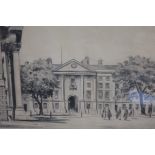 E J ROGERS THE FRONT SQUARE TCD A Black and White Lithograph Signed in the margin 18cm x 23cm