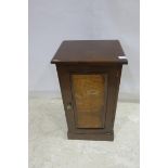 A 19TH CENTURY MAHOGANY PEDESTAL the rectangular top above a panelled door on platform base 76cm