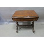A FINE 19th CENTURY BURR WALNUT AND ROSEWOOD CROSS BANDED DROP LEAF TABLE,