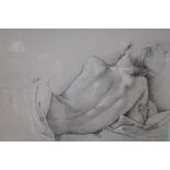 VAN HOVE RECLINING FEMALE Charcoal drawing on paper Signed lower left 58cm x 72cm