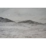 Jean Duncan RUA Lough Swilly landscape Pencil on paper 38cm x 56cm Signed and dated 1986