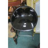 A PAIR OF CONTEMPORARY BLACK LACQUERED AND CHROME HIGH STOOLS