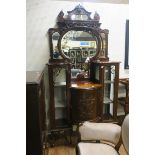 A 19TH CENTURY MAHOGANY SIDE CABINET the superstructure with shaped bevelled glass mirror and