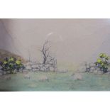 MABEL YOUNG MOUNTAIN LANDSCAPE With sheep a watercolour Signed lower right 26cm x 36cm