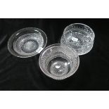 TWO WATERFORD CUT GLASS BOWLS together with a cut glass dish (3)