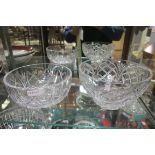 A WATERFORD CUT GLASS BOWL together with a cut glass bowl (2) together with FOUR WATERFORD CUT