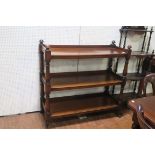 A 19TH CENTURY MAHOGANY THREE TIER DUMB WAITER of rectangular outline with moulded gallery above