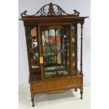 A VERY FINE 19TH CENTURY MAHOGANY AND SATINWOOD INLAID CHINA DISPLAY CABINET the rectangular top