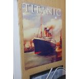 A METAL WALL MOUNTED SIGN depicting the Titanic 80cm x 60cm