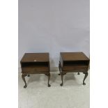 A PAIR OF GEORGIAN DESIGN MAHOGANY PEDESTALS each of rectangular outline with open compartment with