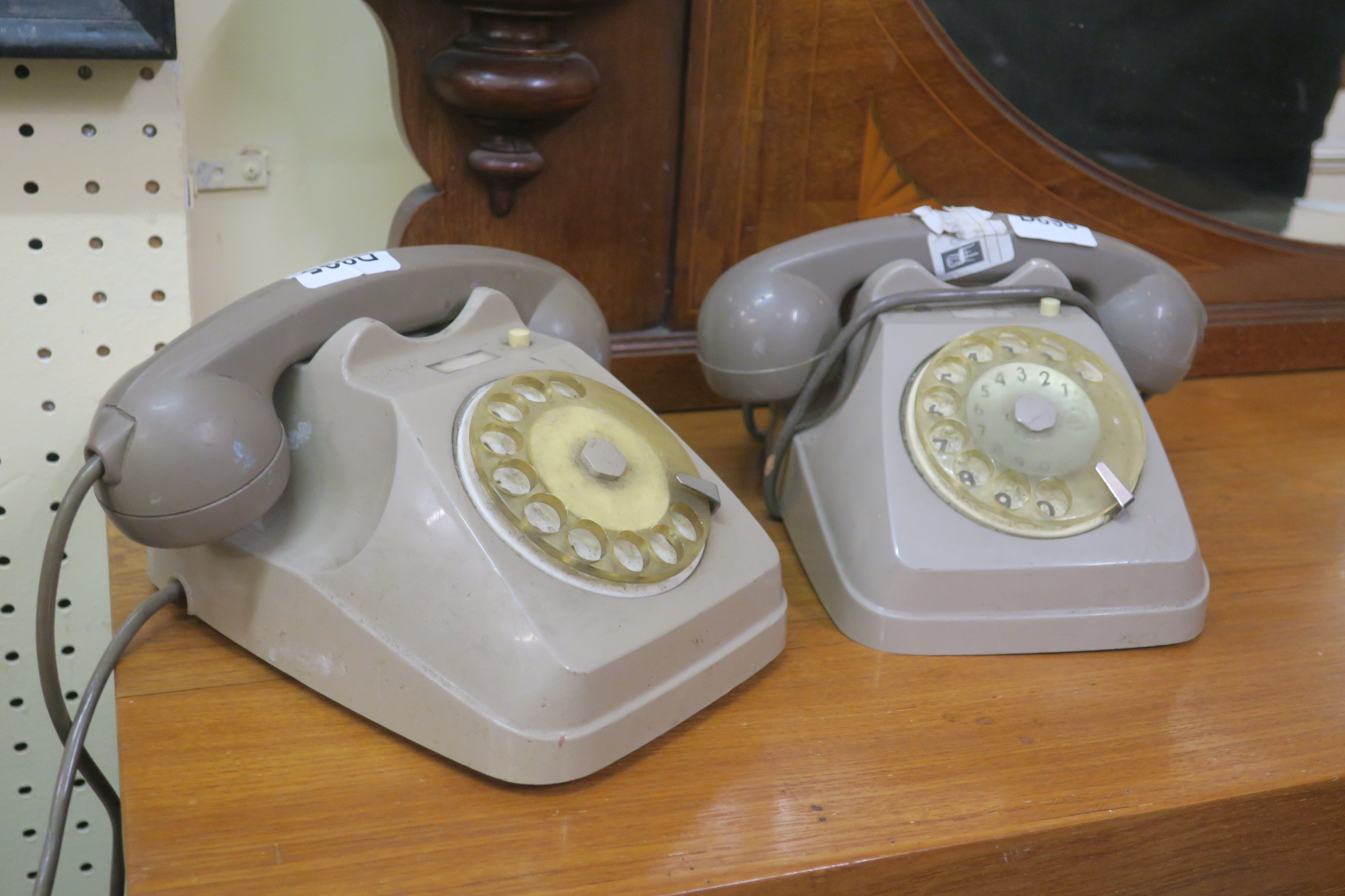 TWO GREY BAKELITE TELEPHONES