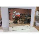A RETRO METAL FRAMED COMPARTMENTED MIRROR of rectangular outline with gilt brass pateri studs 135cm