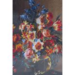 A FINE CHINESE SILK NEEDLEWORK PANEL floral studies in gilt frame with certificate 69cm x 50cm