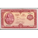 Banknotes, Central Bank of Ireland, 'Lady Lavery', three Twenty Pounds, 24-3-76, 08G014093,