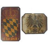 Late 19th century, two Imperial Austro-Hungarian metal street signs.