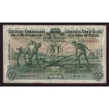 Banknotes, Currency Commission Consolidated Banknote, 'Ploughman', The National Bank, One Pound,