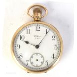 A gold pocket watch, the movement by Waltham, in 9ct gold case, Chester, 1929.