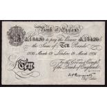 Banknotes, Bank of England, White Ten Pounds, two 'Bernhard' forgeries, 19 March, 1936,