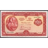 Banknotes, Central Bank of Ireland, 'Lady Lavery', Twenty Pounds, 6-1-75, 43X015854,