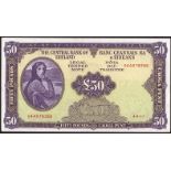 Banknotes, Central Bank of Ireland, 'Lady Lavery', Fifty Pounds, 4-4-77, 04A063520,