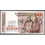 Banknotes, Central Bank of Ireland 'B' series, Fifty Pounds, 1-11-82, DFK825554.