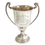 1937 Old IRA Dublin Brigade boxing trophy, a two-handled Irish silver trophy cup, engraved,