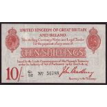 Banknotes, Great Britain, Treasury banknotes, 1915-1917, two Ten Shillings, 2nd issue, 1915,