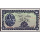 Banknotes, Central Bank of Ireland, 'Lady Lavery', Ten Pounds, 6-8-42, War Code (F), 15V078485,