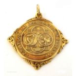 Football 1952-53. A Football Association of Ireland 9ct gold medal to Cork Athletic FC.