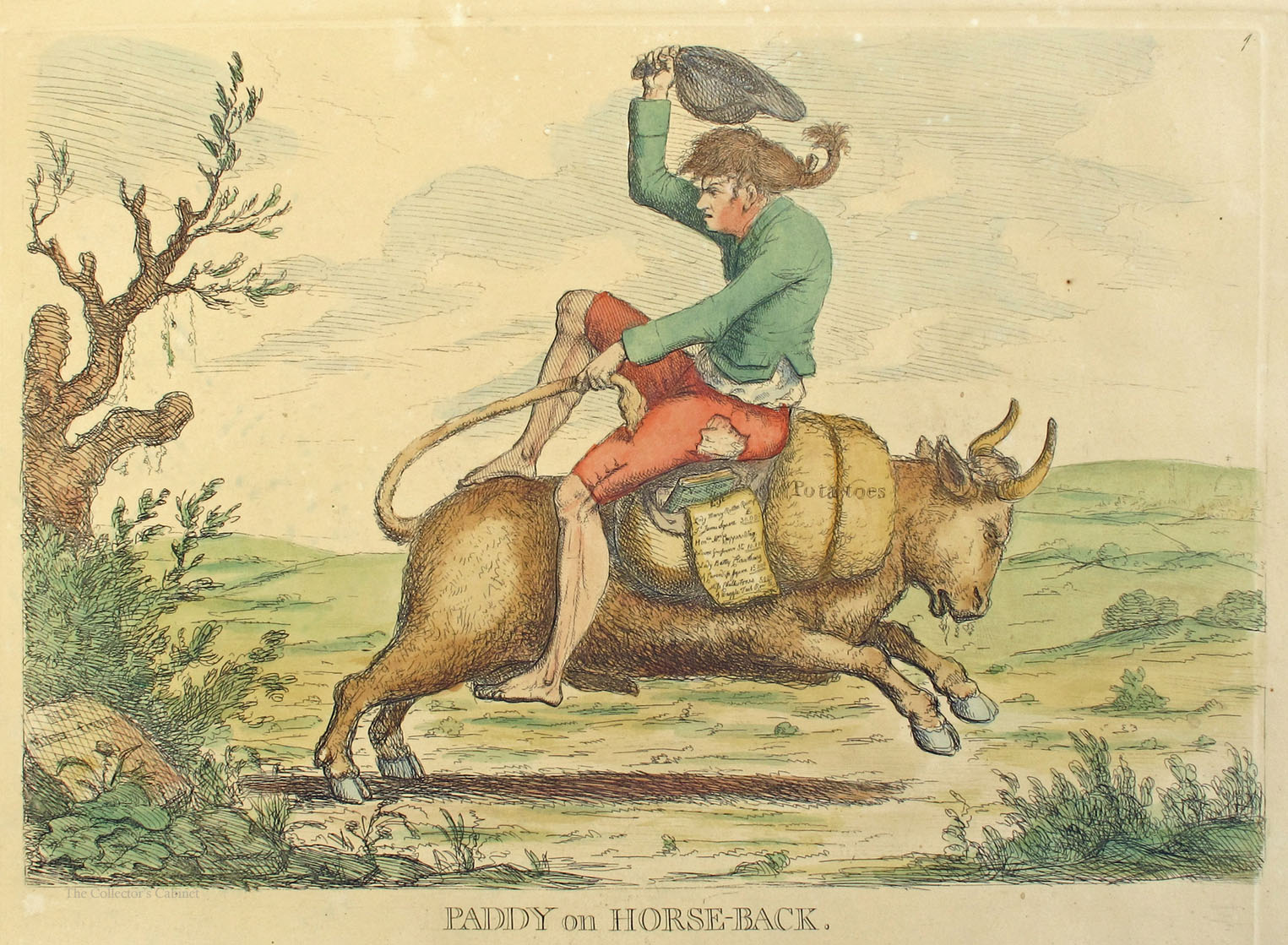 1779 Paddy on Horseback, cartoon by Gillray.