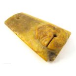 Neolithic Chinese yellow jade ceremonial axe-head, Hongshan culture,