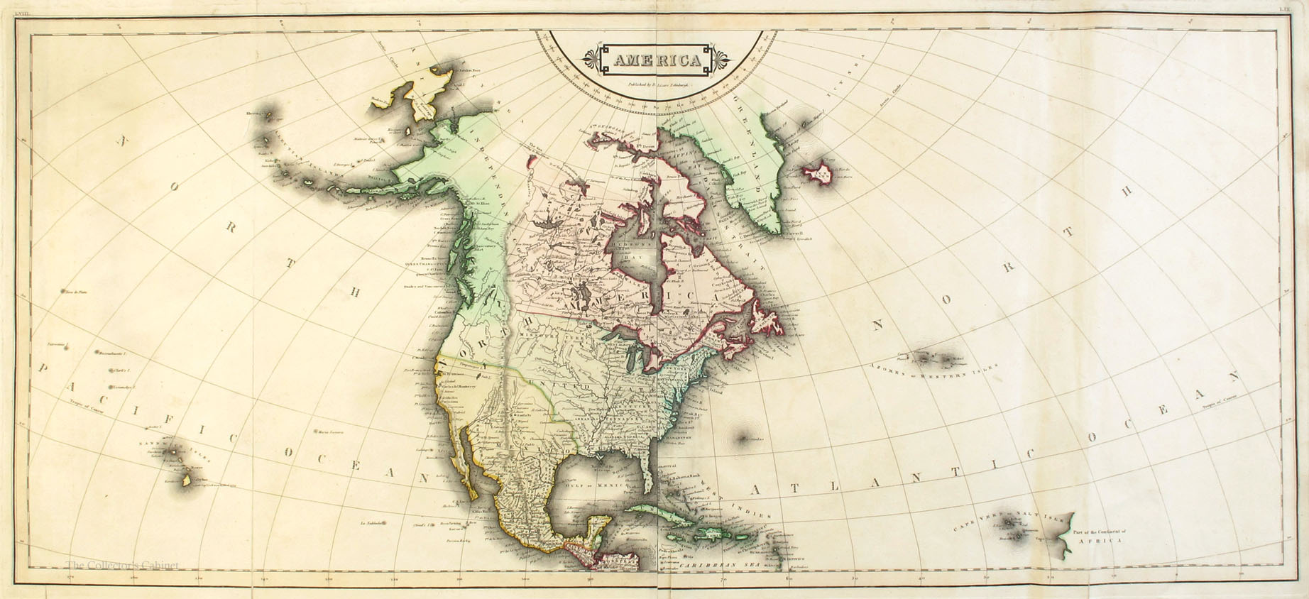 Circa 1830 Map of North America by Lizars, Edinburgh.