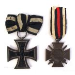 1914 Iron Cross 2nd Class and an Honour Cross of the World War 1914/1918,