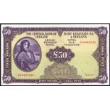 Banknotes, Central Bank of Ireland, 'Lady Lavery', Fifty Pounds, 4-4-77, 04A078358,