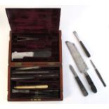 19th century pre-Lister surgical instruments in brass-bound mahogany case,