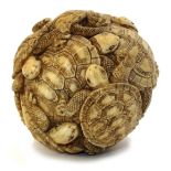 Japanese Meiji period (1869-1912) carved ivory ball of turtles in the manner of Hiromitsu, unsigned,