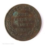 Monasterevan Distillery Token, obverse, " John Cassidy Turf Token"; reverse,